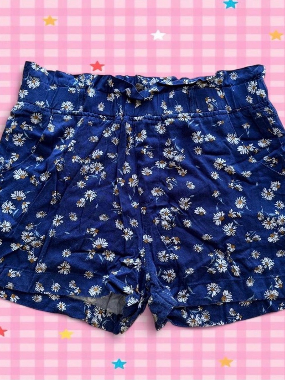 Thread & Supply Navy Daisy Print High-Waist Pull-On Shorts